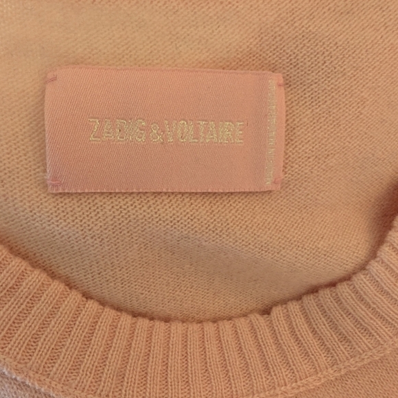 Zadig & Voltaire Pink Gaby Skull Strass Wool And Cashmere Blend Crewneck sz L - Picture 10 of 12
